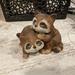 Vintage Homco 1454 Baby Raccoons Ceramic